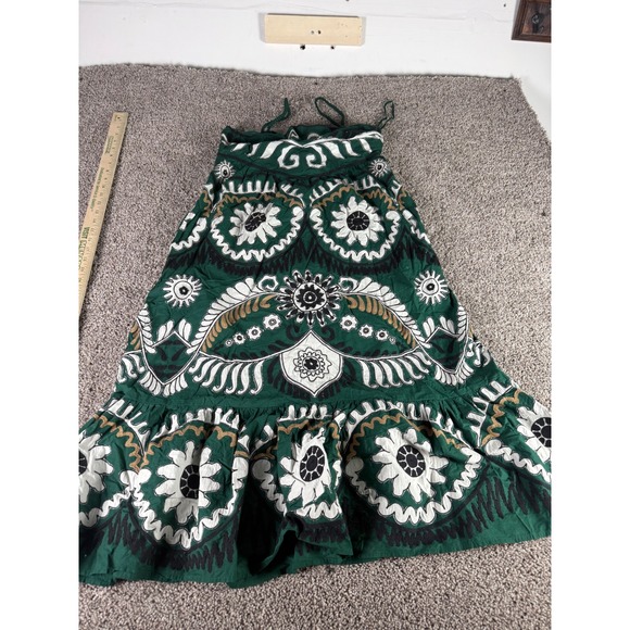 Sea New York Dresses & Skirts - Sea New York Green Embroidered Floral Midi Skirt Boho Tiered Ruffle Women Size S